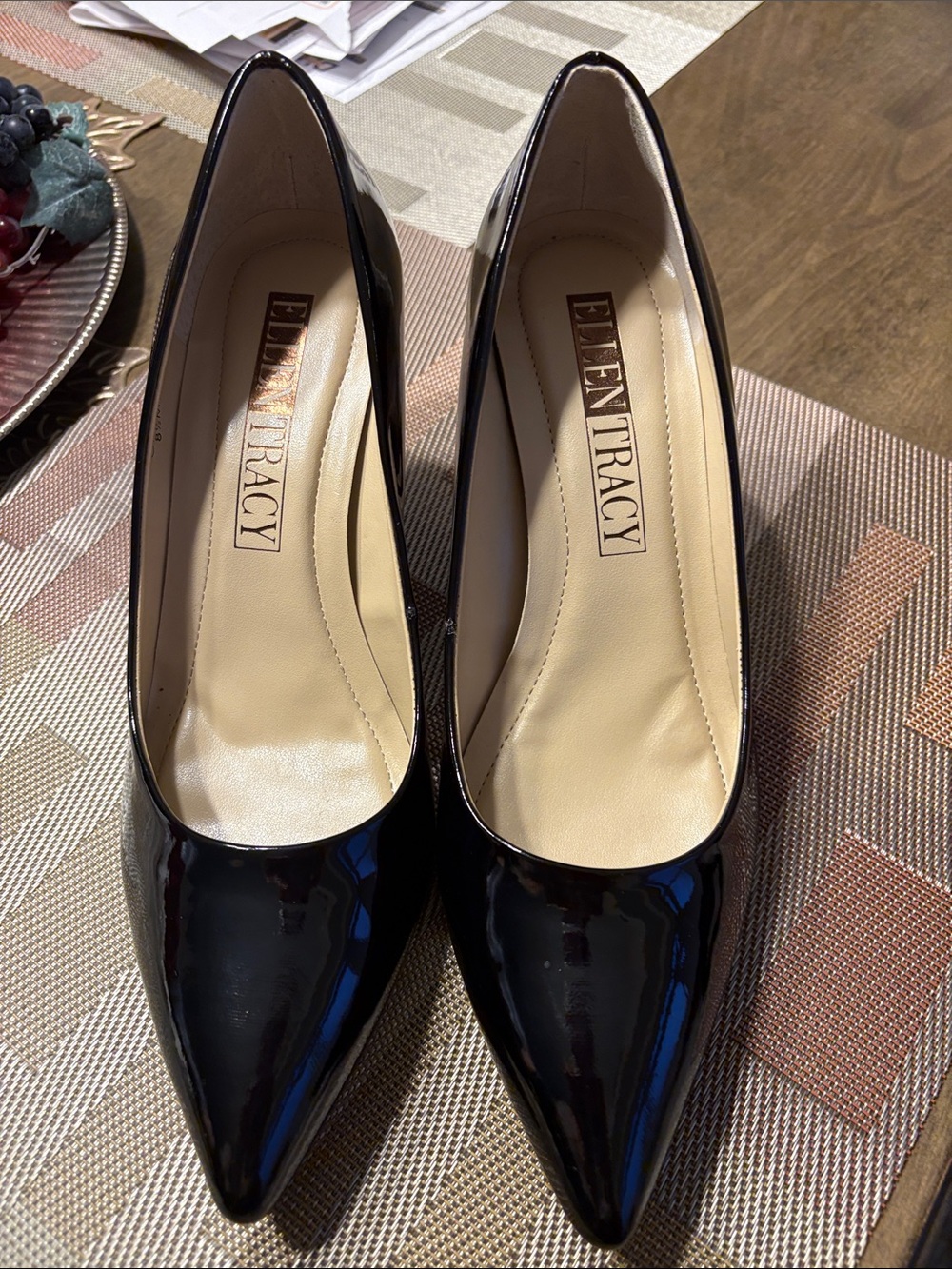 Ellen Tracy Black Patent Pointed-Toe Pumps